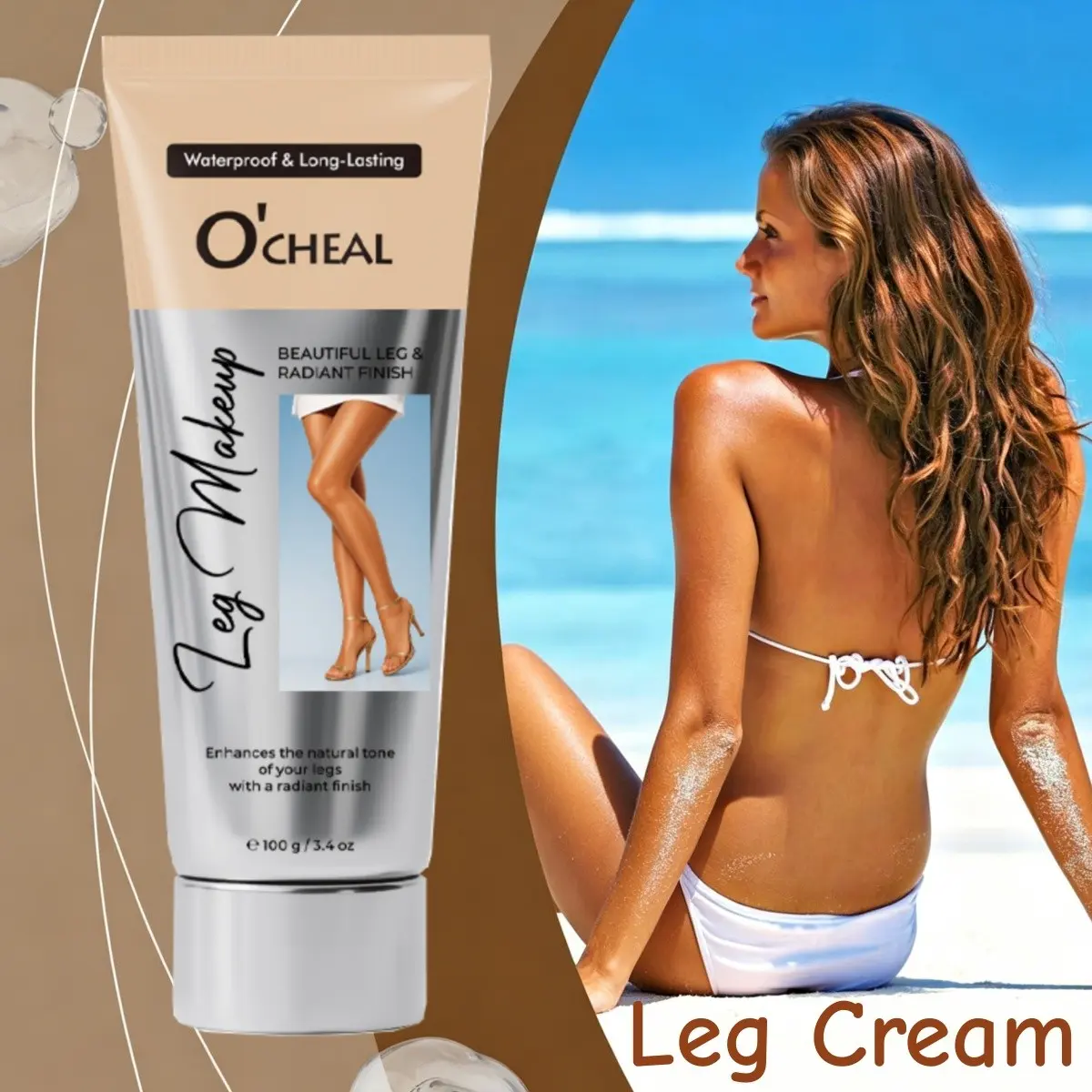 100g Body Cream, Leg Bronzer Cream, full coverage Leg Makeup, Tinted Leg Cream, Waterproof, Even Skin Tone, Hydrating Radiance Cream, Skin product, Body Moisturizers, Body Care, Moisturizing, Smooth and Radiant