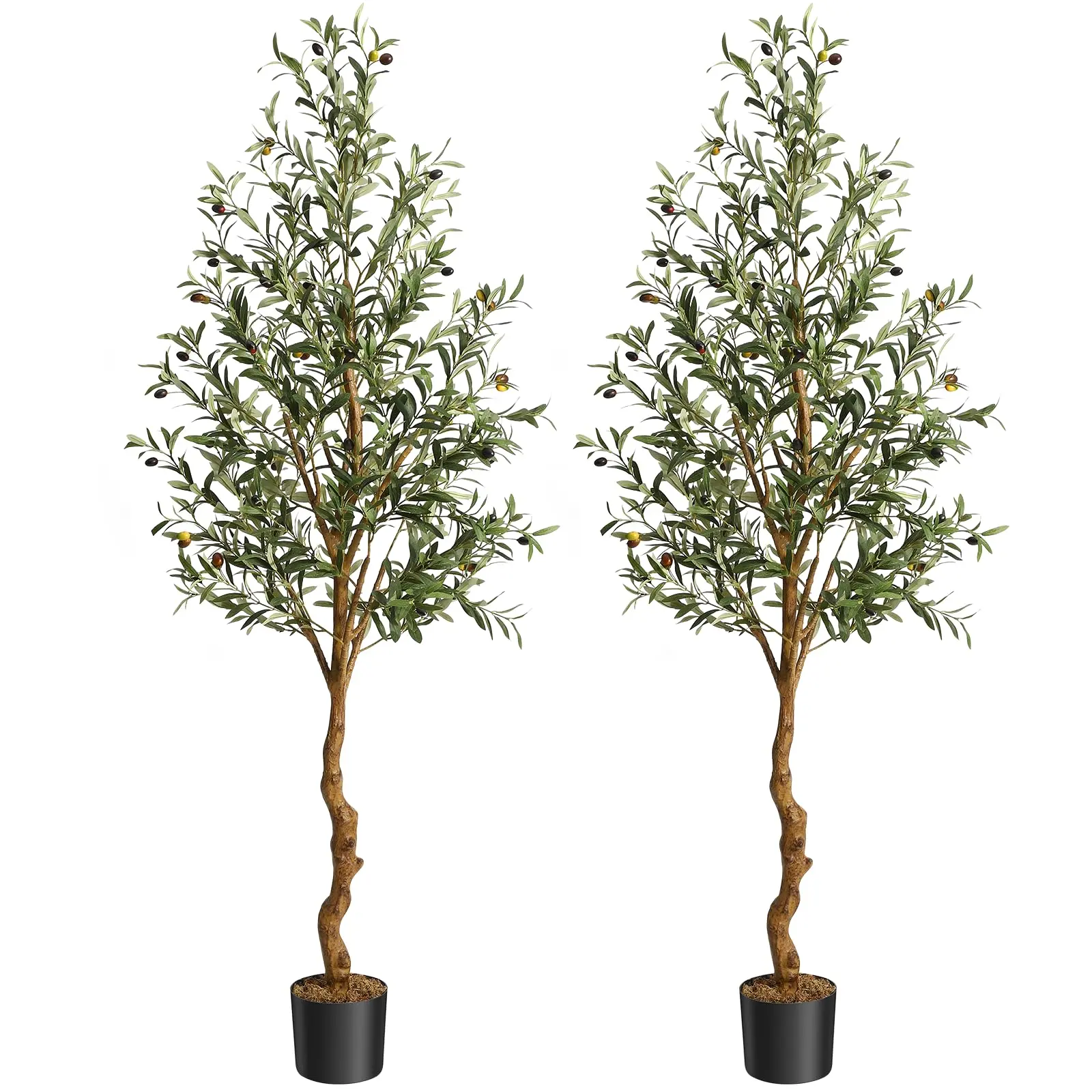 GARVEE Artificial Olive Tree - 4.25FT/5FT/6FT Sizes, Realistic Fruits, Natural Wood & PE Trunk, Adjustable Branches, Easy Assembly, Safe Materials for Home & Office Decor
