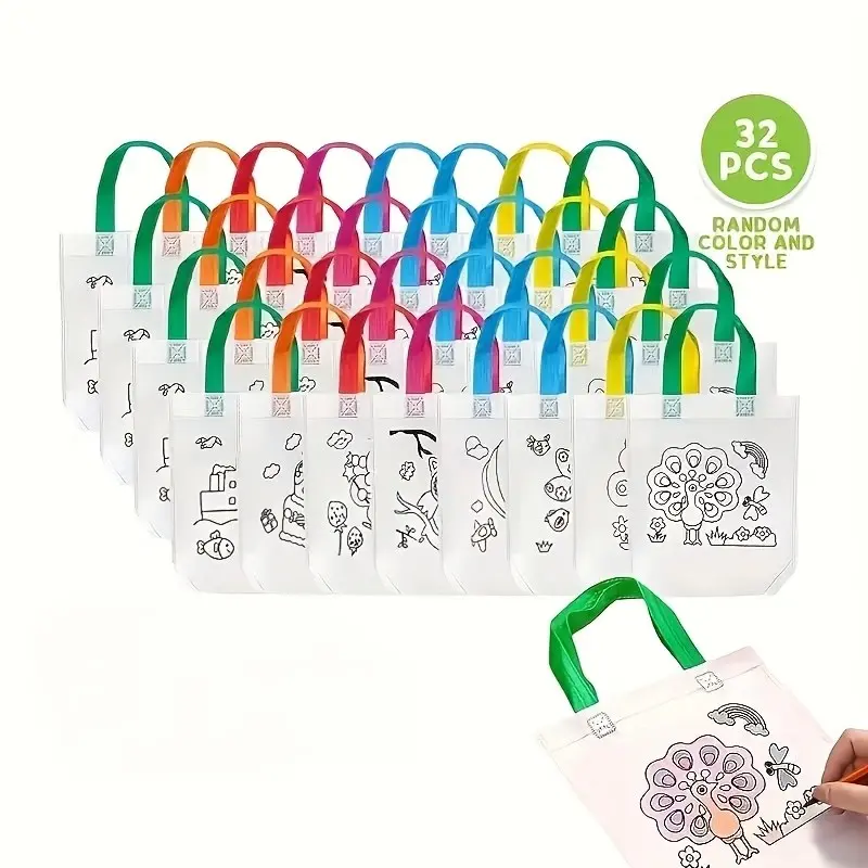 32pcs Coloring Gift Packaging Bags, Non-Woven Fabric Pouches, Ideal for Gifts, Durable and Reusable, Perfect for DIY Projects
