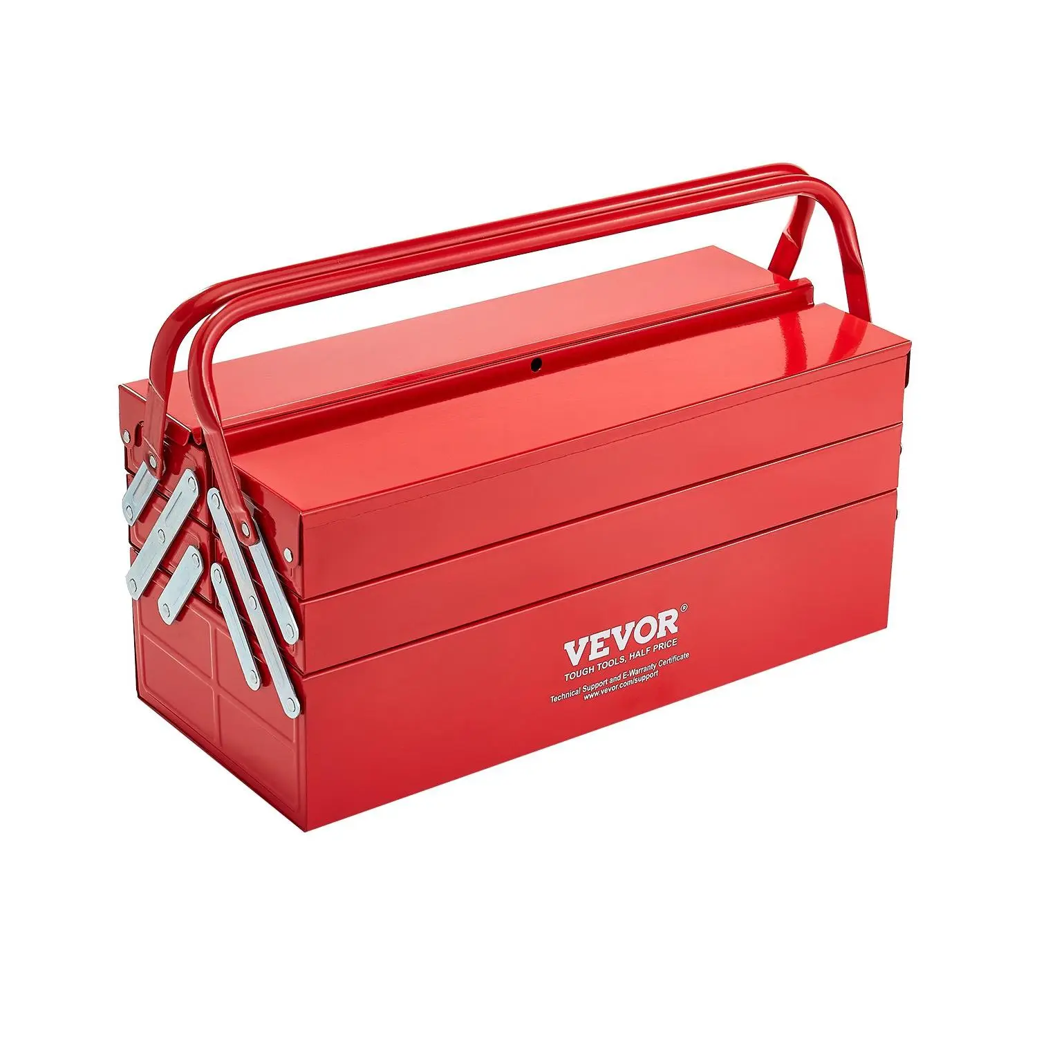 【Black Friday】VEVOR Flip-Top Cantilever Rust-Resistant Powder Coated Steel Tool Box, 18x7.87x8.46 in Flip-Top Model, 8.6 lbs 3-Tier 5-Tray Portable Folding Chest with Handle Lock Hole for Household, Warehouse Use