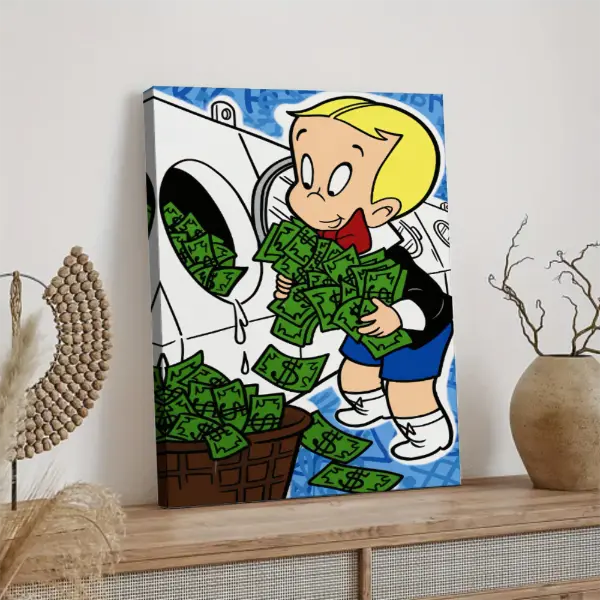 Classic American Vintage Cartoon Scene |   Richie Rich Money Laundry |   Streetwear Style Wall Art Decor |   Elevate Your Room & Studio Vibe