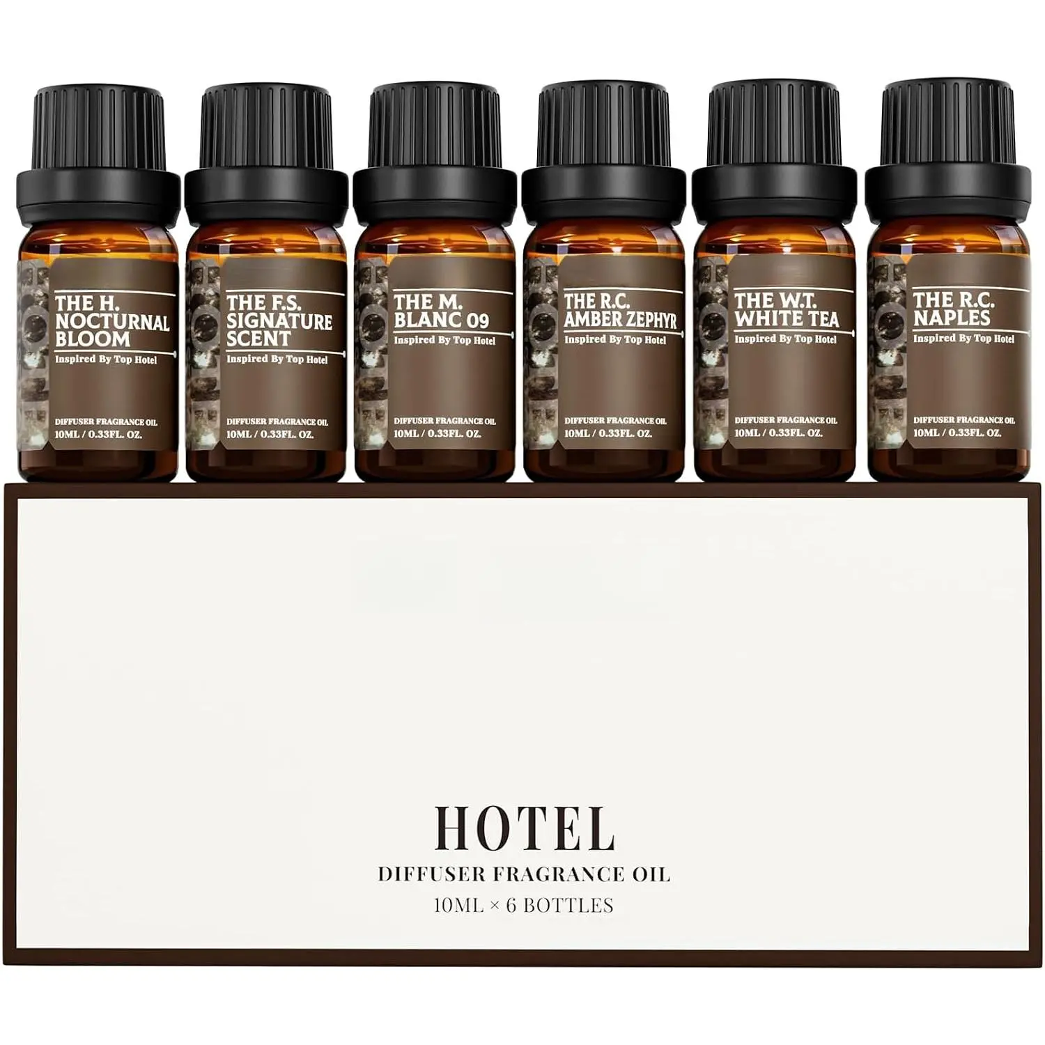 Hotel Collection Diffuser Oil Gift Set for Diffusers & DIY |   Fragrance Oil Set,Luxury Scents Inspired by Iconic Hotels for Diffusers for Home,and DIY Crafting 6 Pack - 10 mL/0.33 fl oz