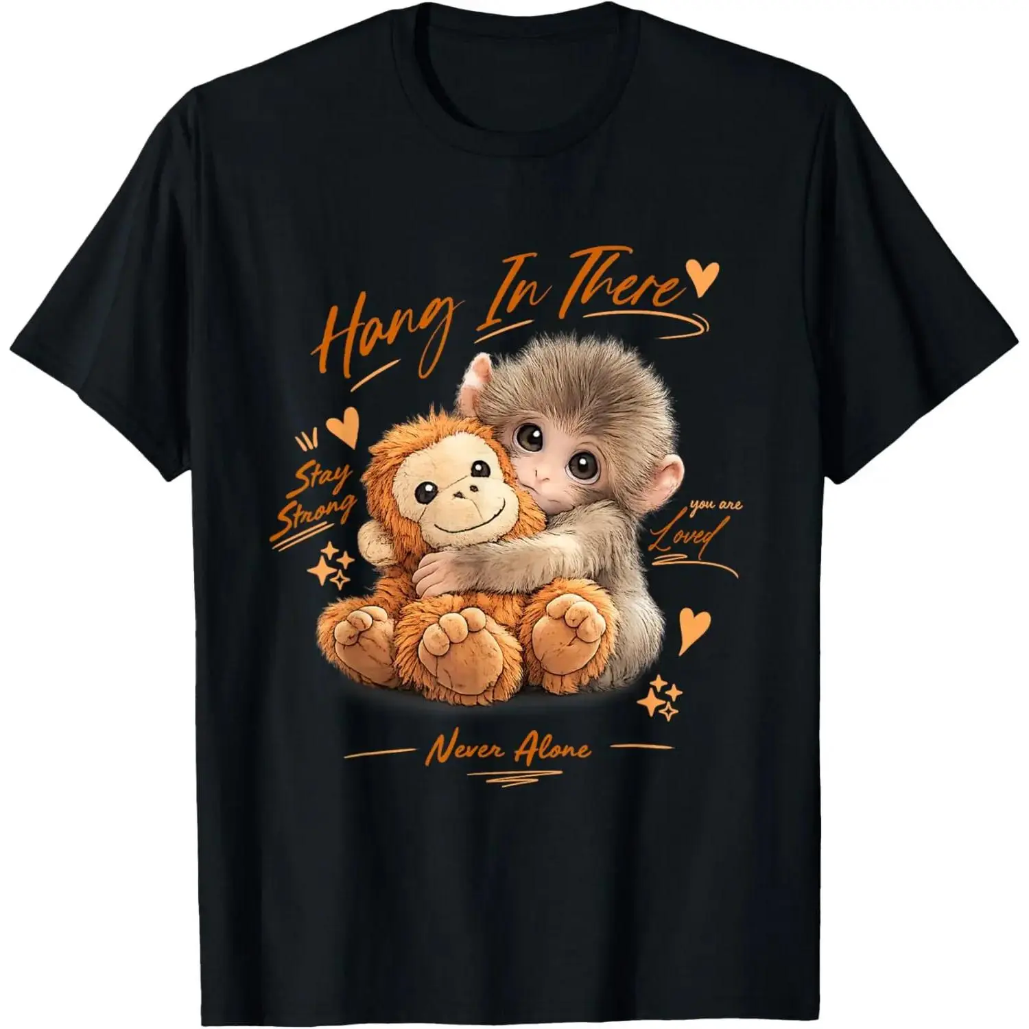 Cute Monkey Punch Graphic T-Shirt, Casual Short Sleeve Animal Print Tops for Men and Women, Unisex Menswear, Shortsleeve, Round Neck