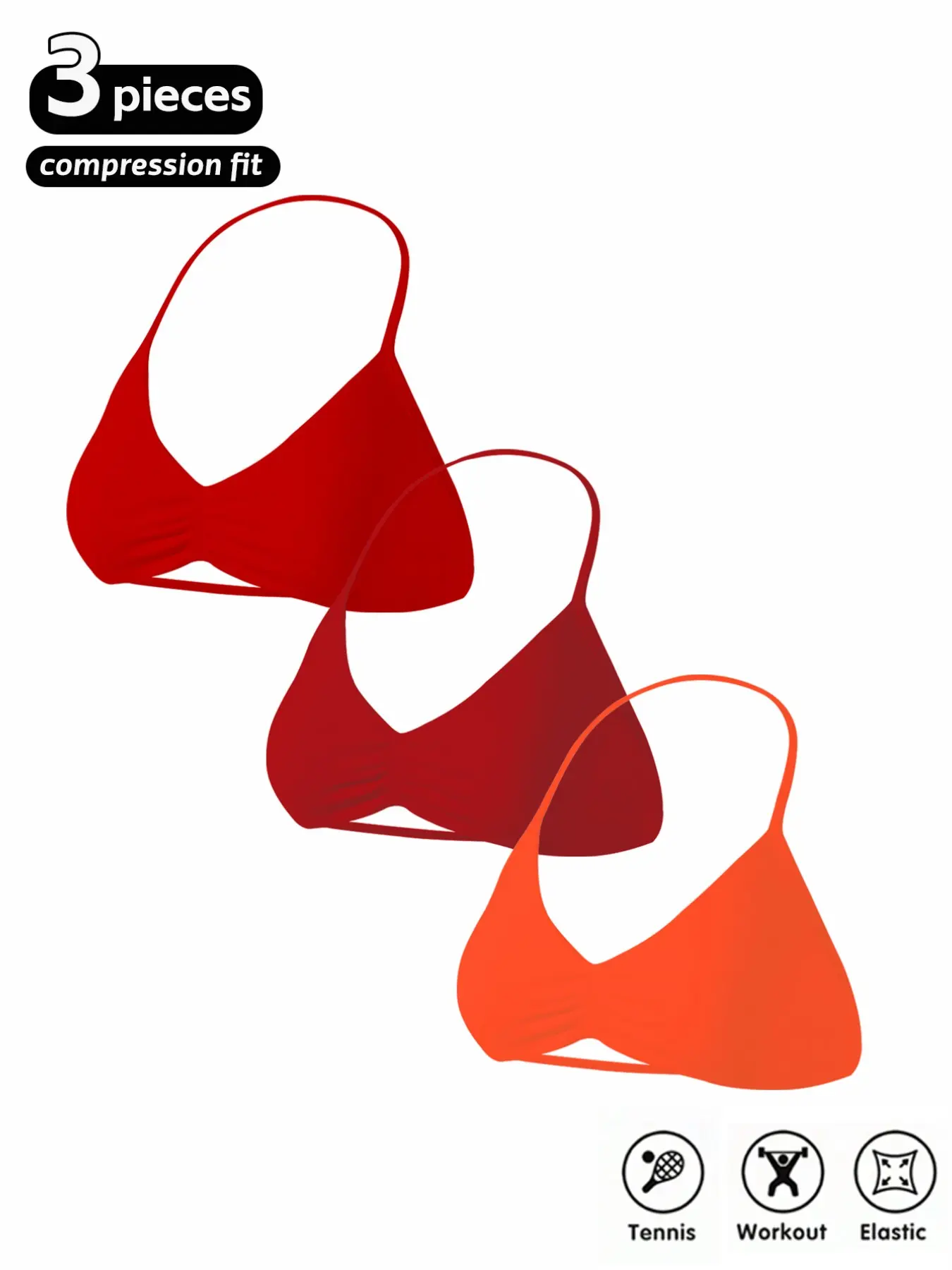 Women's 3-Pack Seamless Knitted Sports Bras, Sporty Bra, Halter Neck Sport Bra, Open Back Design, Ideal for Yoga and Gym Workouts, Running Workout Bras