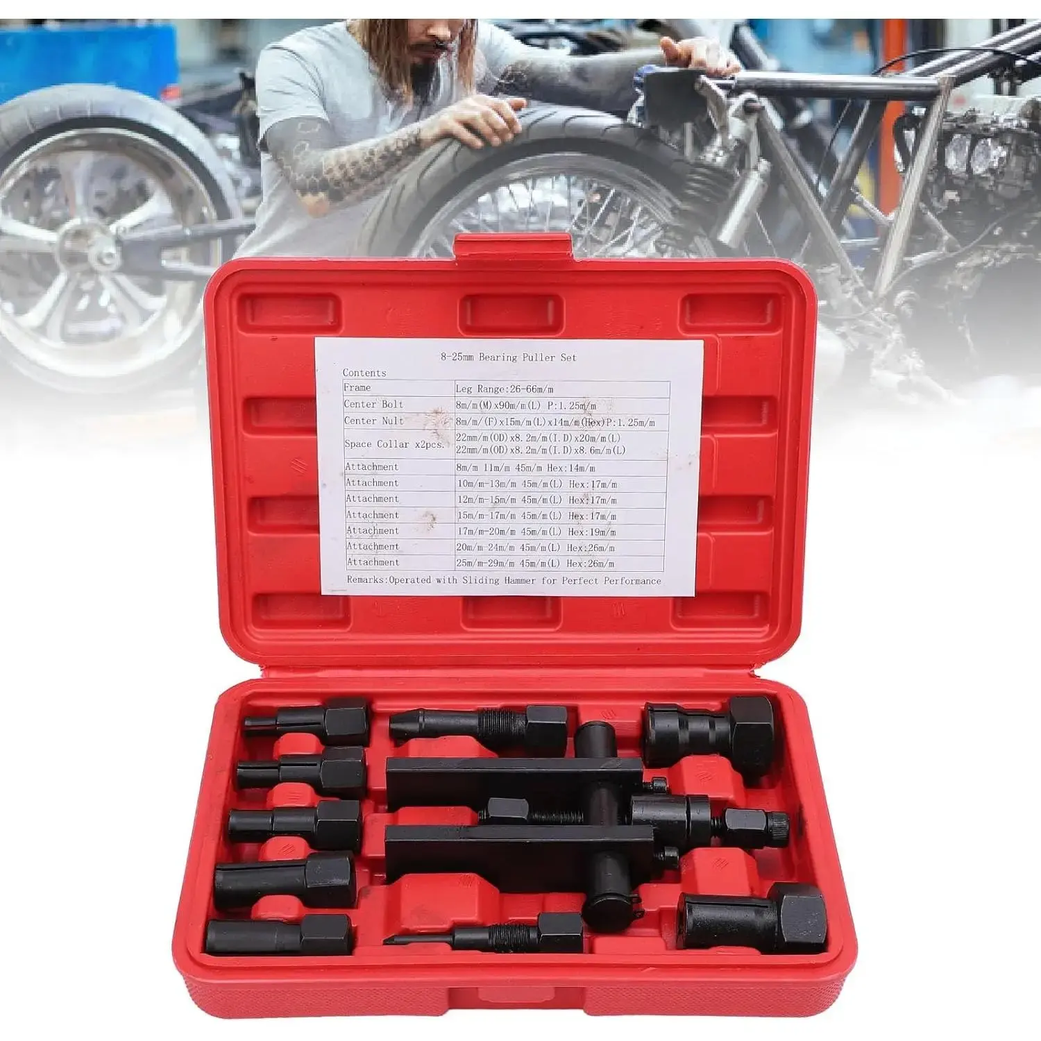 10Pcs Motorcycle Inner Bearing Puller Set, 8-25 Mm Inner Bearing Puller Set, Inner Puller Bearing Wheel Bearing Puller, Motorcycle Ball Bearing Puller Inside for Car, Motorcycle
