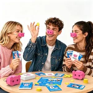 Pig Nose Fun Board Game, Pig Nose Party Game, Family Friendly, Includes 150 Challenge Cards, 5 Pig Noses, Scoring Tokens, Perfect for Gatherings