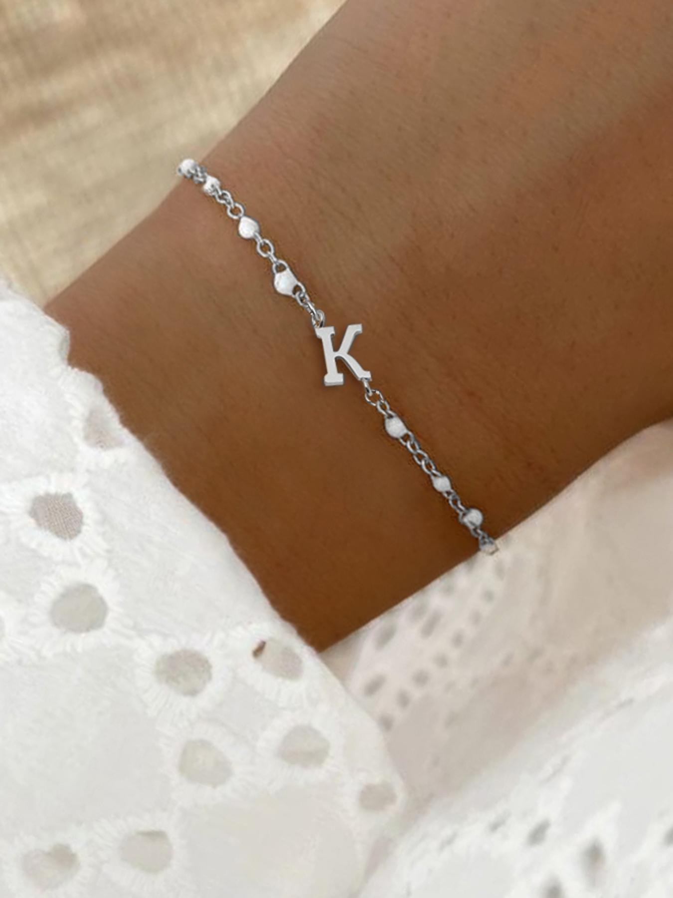 Summer Fashion Letter Detail Link Bracelet, Summer Jewelry, Stainless Steel High Quality Bracelet for Women for Party, Daily Clothing Decor, Trendy All-match & Exquisite Jewelry for Birthday Gift, Gifts for Wife, Fashionable Jewelry