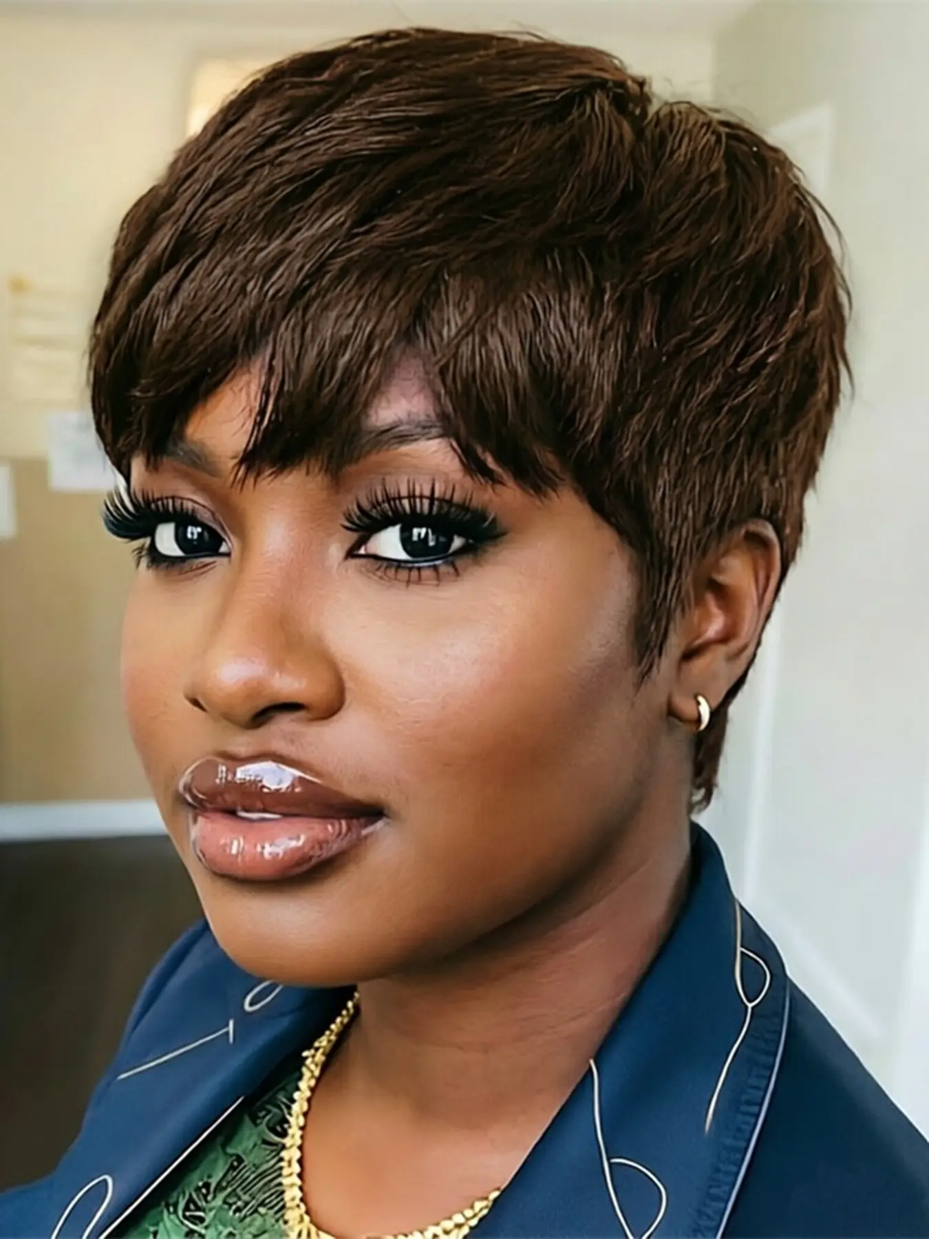 machine made pixie wig short straight Party holidays gift wig pixie wig black burgundy brown color pixie cut human hair wig