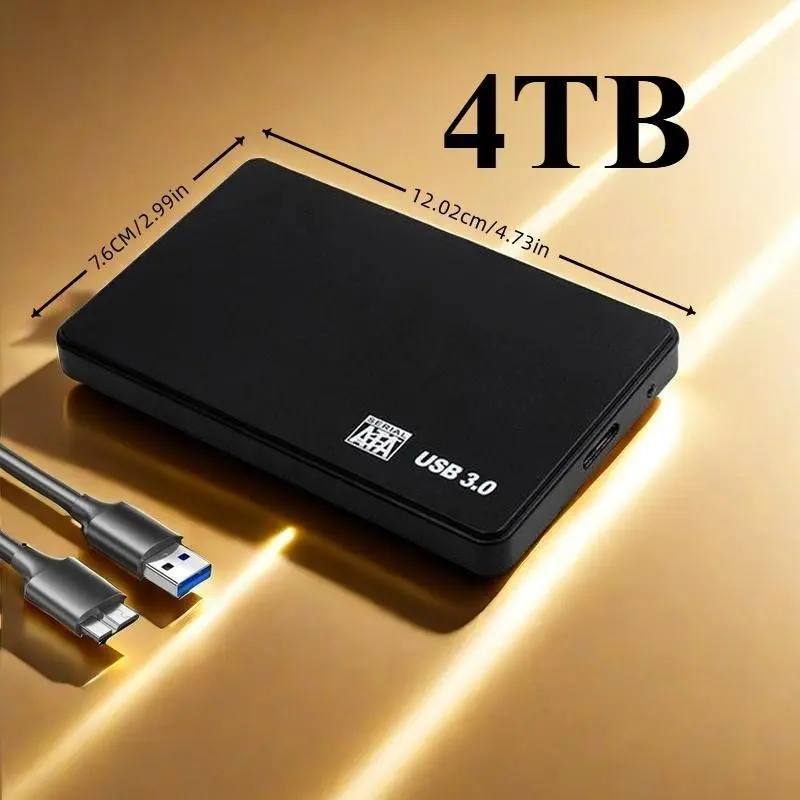 4TB Portable External Hard Drive Compact Lightweight Large Storage Capacity USB 3.0 Interface for Laptops PS4 & More Devices