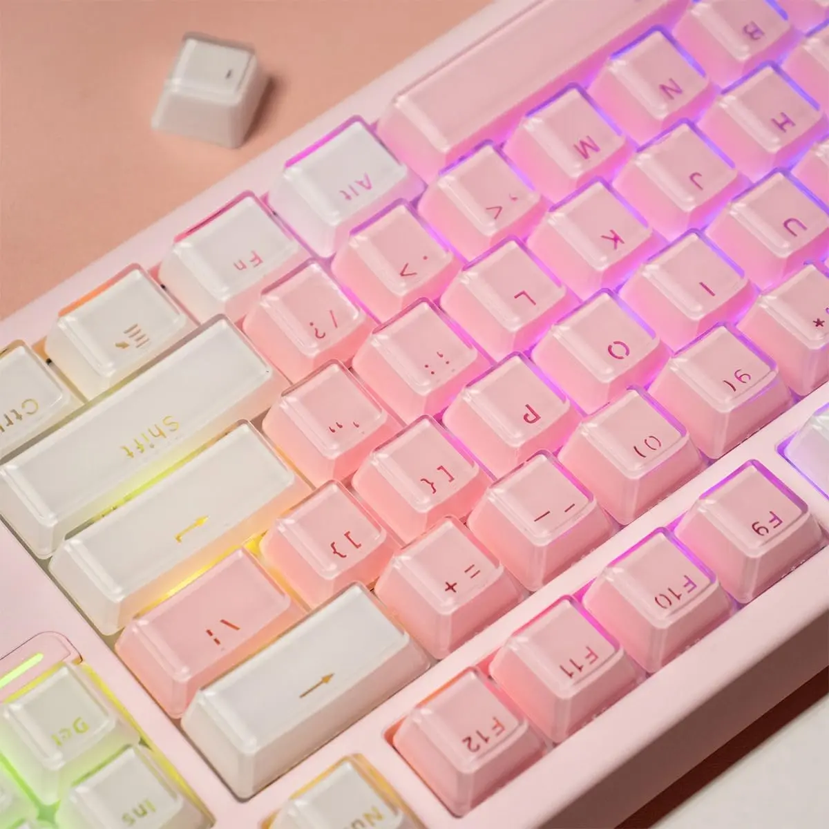 Keycaps - 104   Jelly White Keycaps Translucent Custom Keyboard Key  OEM Profile Cute Key caps for 60% 87%  Cherry Gateron Mx Mechanical Keyboard(104Keys)