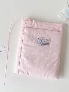 Korean Style Star Fabric Book Cover, Student Book Protector, High Aesthetic Book Skin, Book Jacket Holder, Cute Girl Heart Design