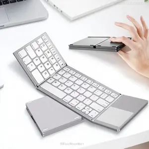 Portable Foldable Wireless Keyboard with Touchpad, Rechargeable Silent Keyboard, Multifunctional USB Rechargeable Keyboard for GameFFSummitSupply7H3EasyHouseMart