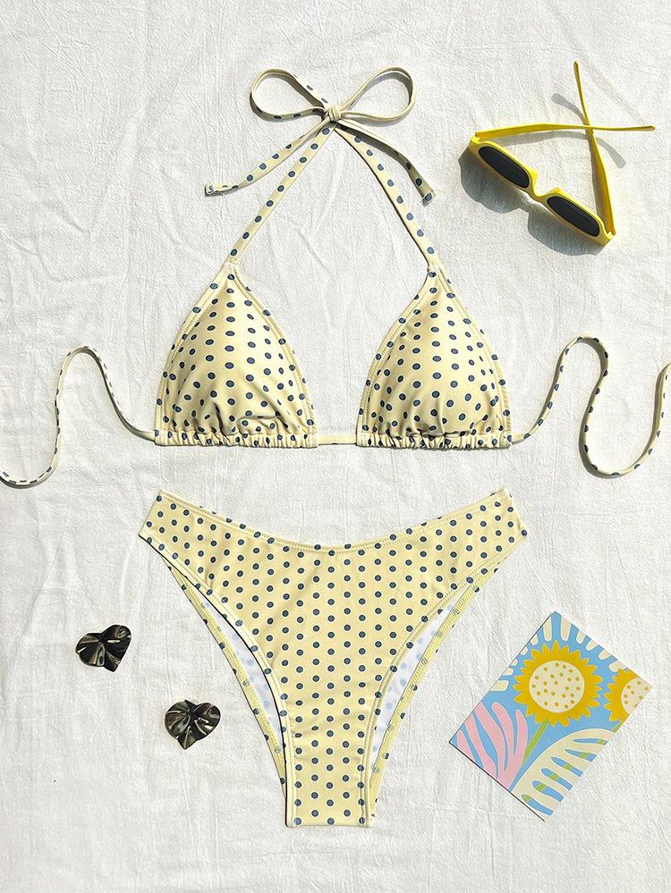 2026 new polka dot bikini sexy split swimsuit women's beach hot spring swimsuit