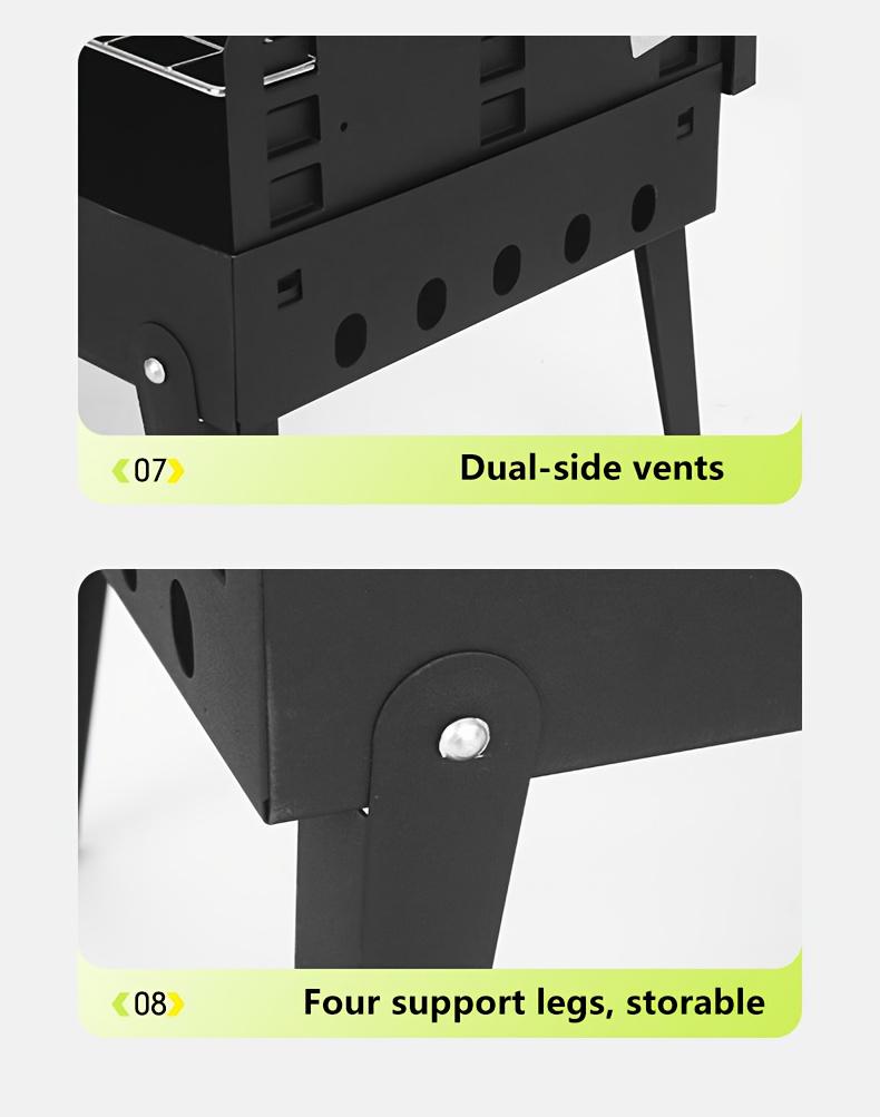 Portable Foldable Outdoor BBQ Grill with Windshield Lightweight Cast Iron for Indoor & Outdoor Use No Assembly Required Charcoal Wood Compatible Durable for Picnics Camping Backyard Cooking Travel wade  ostove