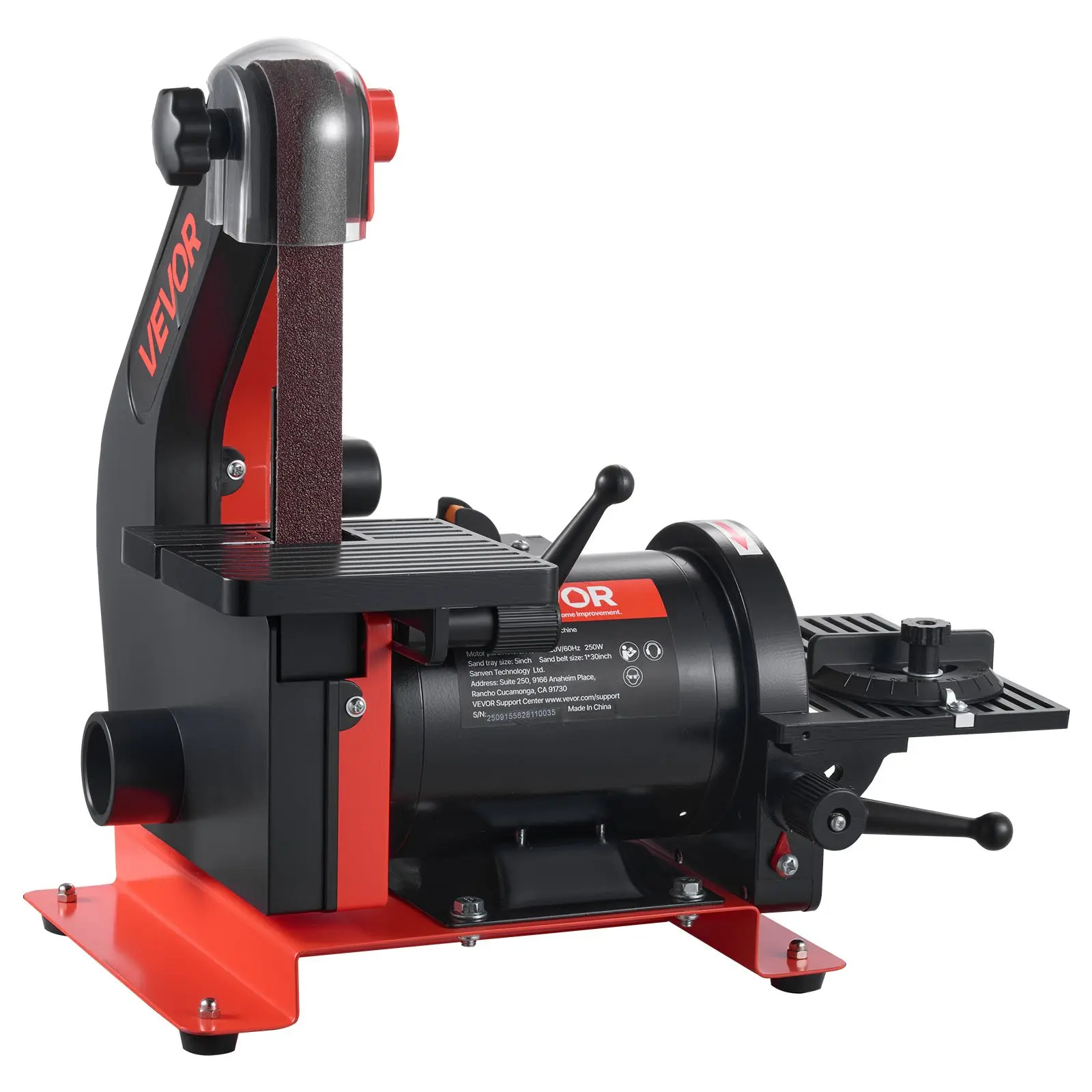VEVOR 5 inch Disc Sander & 1x30 inch Belt Sander Combo, 250W Benchtop Sander with 0-45 tilting Worktable, Dust Ports for Woodworking, DIY Projects