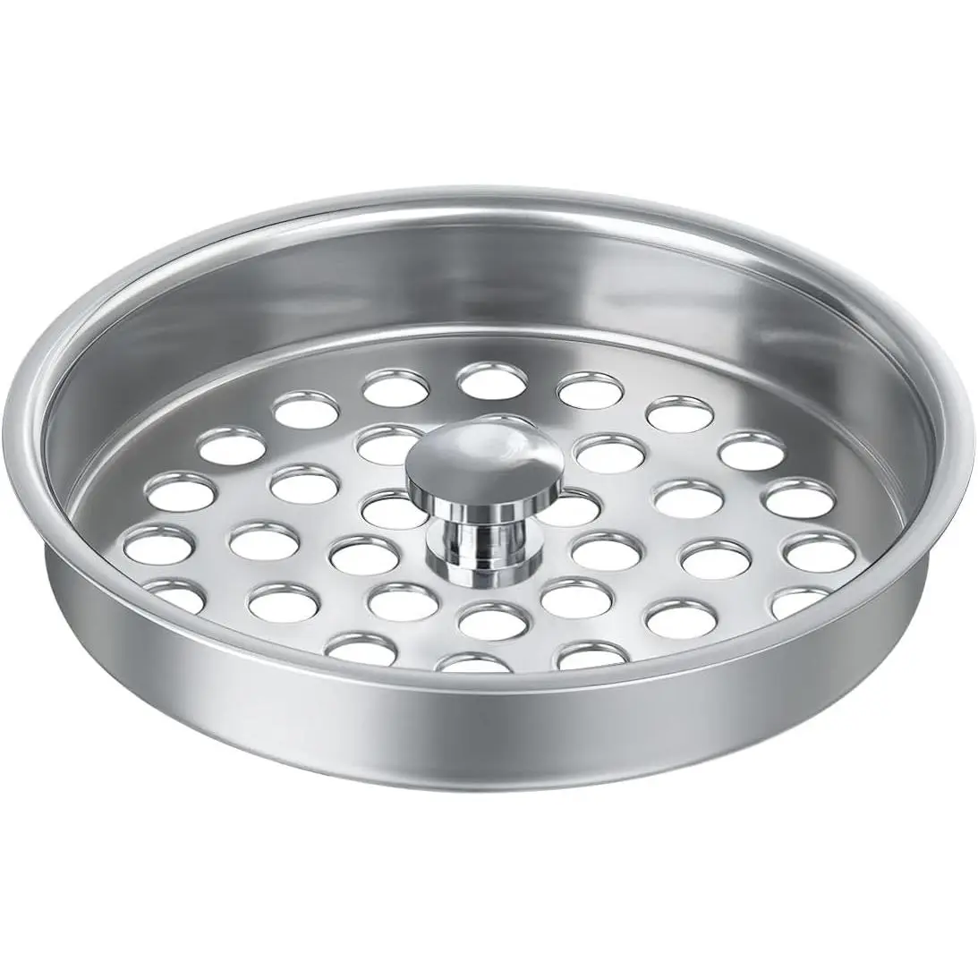 Commercial-Grade Garbage Disposal Cover, Kitchen Sink Drain Basket Strainer | Easy-Grip Handle for Removal, Larger Holes Drain , Shallow 0.55" Depth Basket, 304 Stainless Steel with Chrome Finish