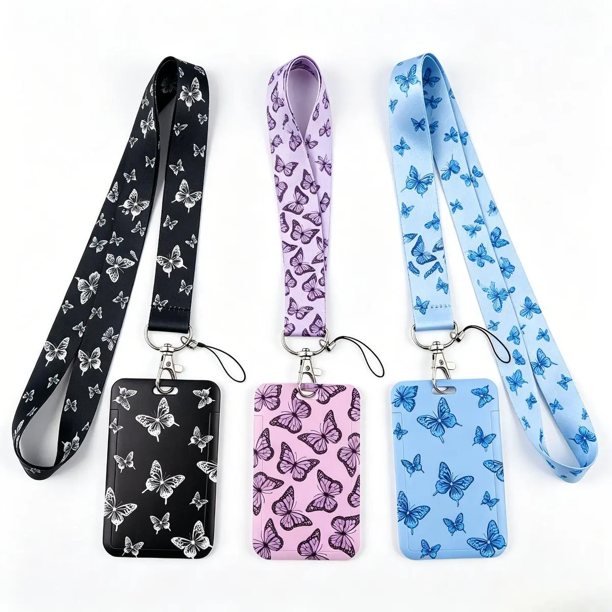 Women's Durable Colorful Butterfly Pattern Dual-Use Neck & Wrist Lanyard Bag Accessory - Comfortable to Wear, Fits Smartphone, Keys, ID Badge, USB, Credit Card, Ideal for Daily Outfits, Fashion Gift