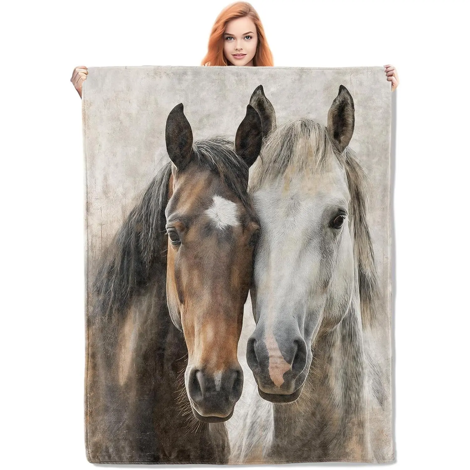 Horse Blanket,Animal Flannel Throw Blankets,Soft Warm Lightweight Cozy Plush Horses Throws for Bedroom Sofa Home Decor Gifts for Women Girls 50"x60"