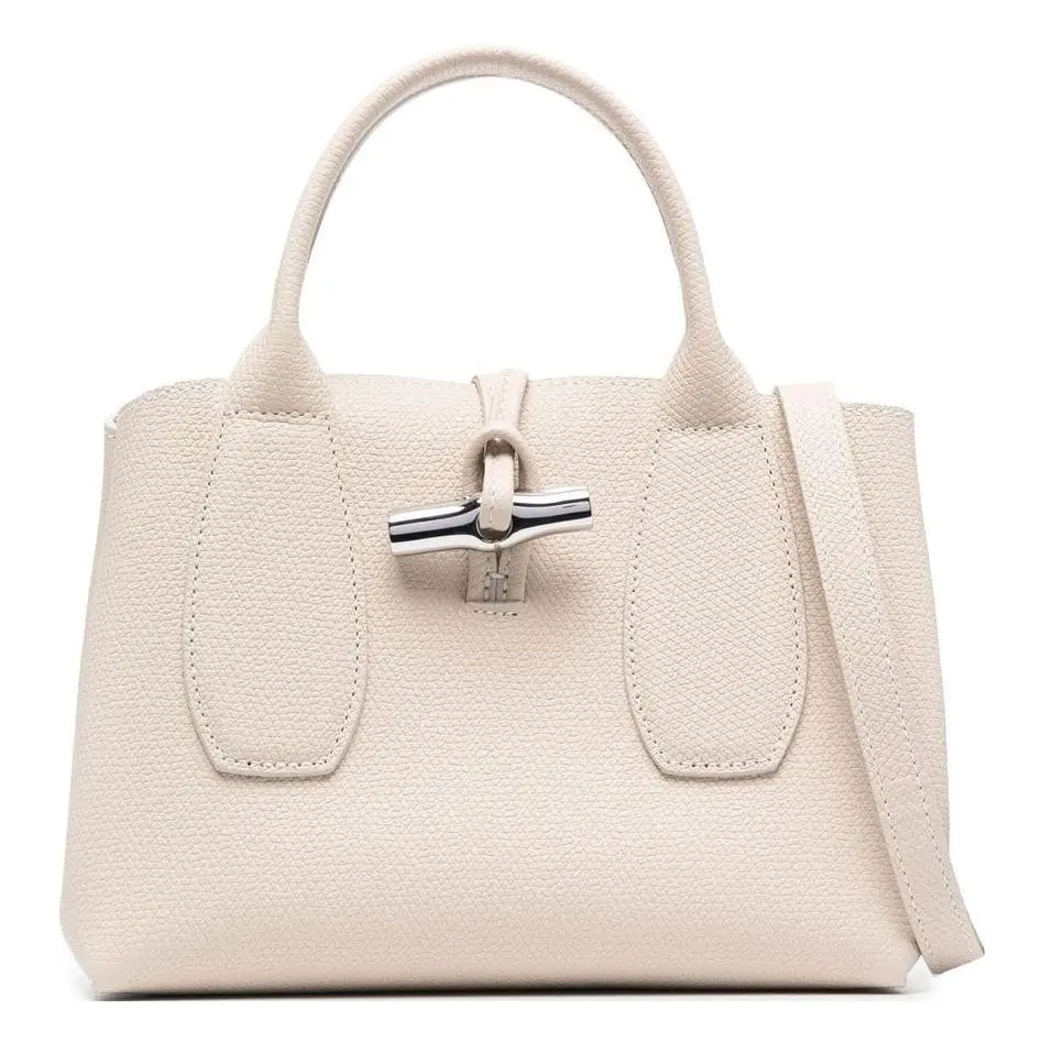 Longchamp Le Roseau 22 Small Crossbody Handbag for Women, Smooth Calfskin with Bamboo Clasp, Ivory