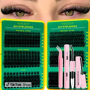 DIY False Lash Extensions, Natural Look with Dense D Curl, Mixed Length, Recyclable, Suitable for Various Makeup Styles, Home Use