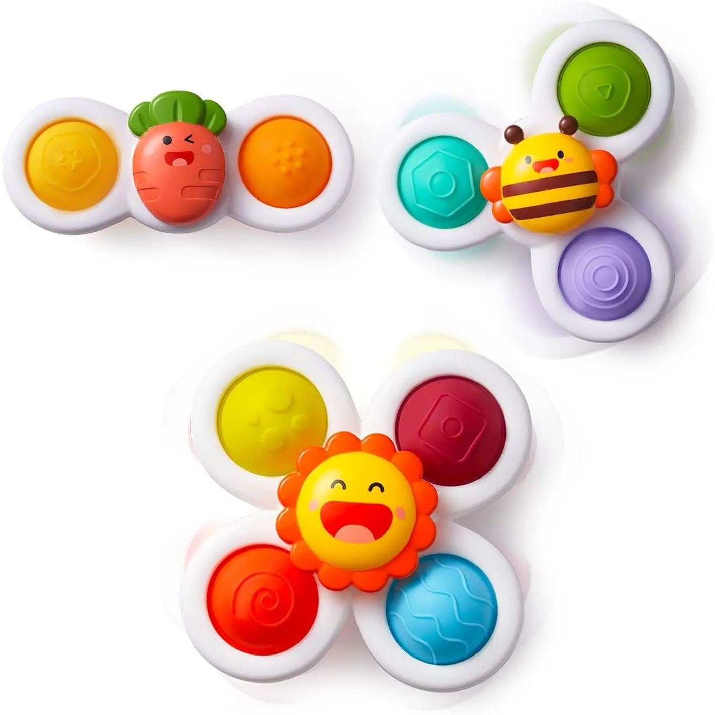 Safe Unisex Strong Suction Cup Rotates Fidget Sensory Bath Toys for 10+ Months Babies, Christmas Stocking Stuffers, Airplane-Car Travel Table & Window Toys