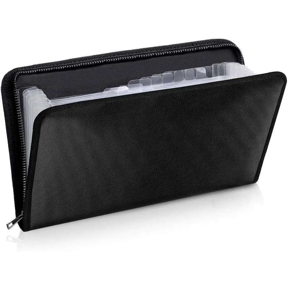 Fireproof Fiberglass Receipt Organizer - A5 Size (11.6"x7") 13-Pocket Accordion Folder, Label-Ready Document Storage, Portable Expanding File Holder for Office Users, Office Supplies