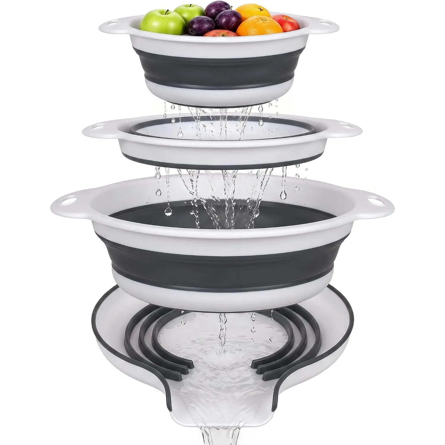 Foldable Food Filter Set (4 Pieces)Collapsible Colanders, Sink Drain Base, Idealfor Pasta, Fruits, Vegetables, Kitchen Utensils Set,Kitchen Essentials