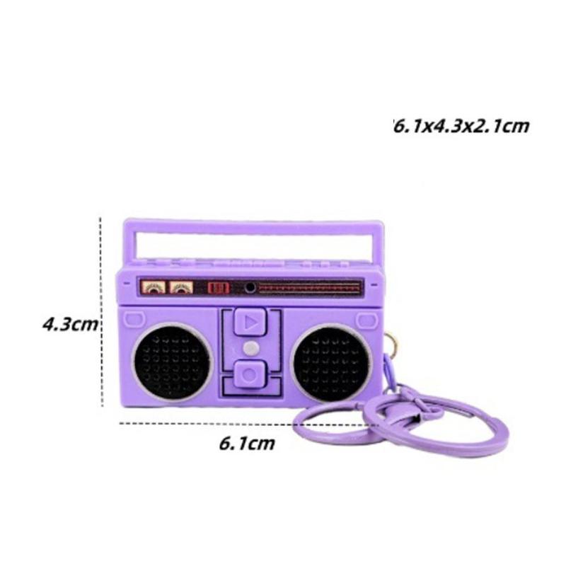 2 Pcs Vintage Mini Radio Recorder Keychains with Retro Design, Fun Bag Ornaments and Collectible Accessories for Daily Use