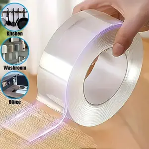 Heavy-Duty Nano Double Sided Tape, 9.84 Ft Clear Removable Washable Traceless Mounting Adhesive Tape, Viral Household Wall Mount Hack