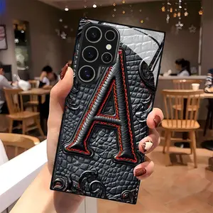 Phone Case: Letter A Texture Black Glass Phone Case Design, Suitable for Galaxy S26 S25 S24 S23 S22Pro S21 S20 Fe Plus Ultra Pro A56 A55 A54 A53 A52 A51 A36 A35 A34 A32 A26 A25 A24 A23 A16 A15 A14 A06 A05 A03s, Valentine's Day, New Moon, Eid,, Accessories
