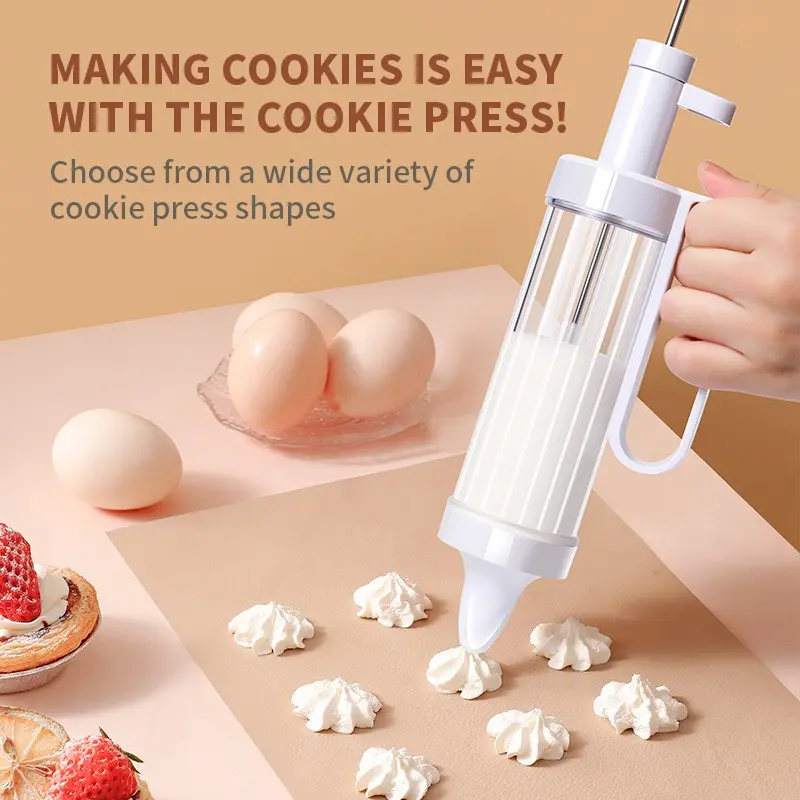 Cookie Gun Set with 12 Cookie Cutters and 6 Piping Tips, DIY Cookie and Cake Kit, Cookie Decorating Tools, Perfect for Halloween, Christmas, Family Gatherings