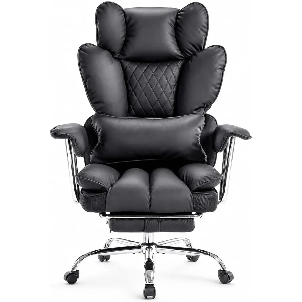350LBS Big and Tall Office Chair, Ergonomic Desk Chair with Foot Rest & Ergonomic Pocket Spring Lumbar Support,150°Reclining Adjustable Armrests,Heavy-Duty Office Chair for Plus-Size Users
