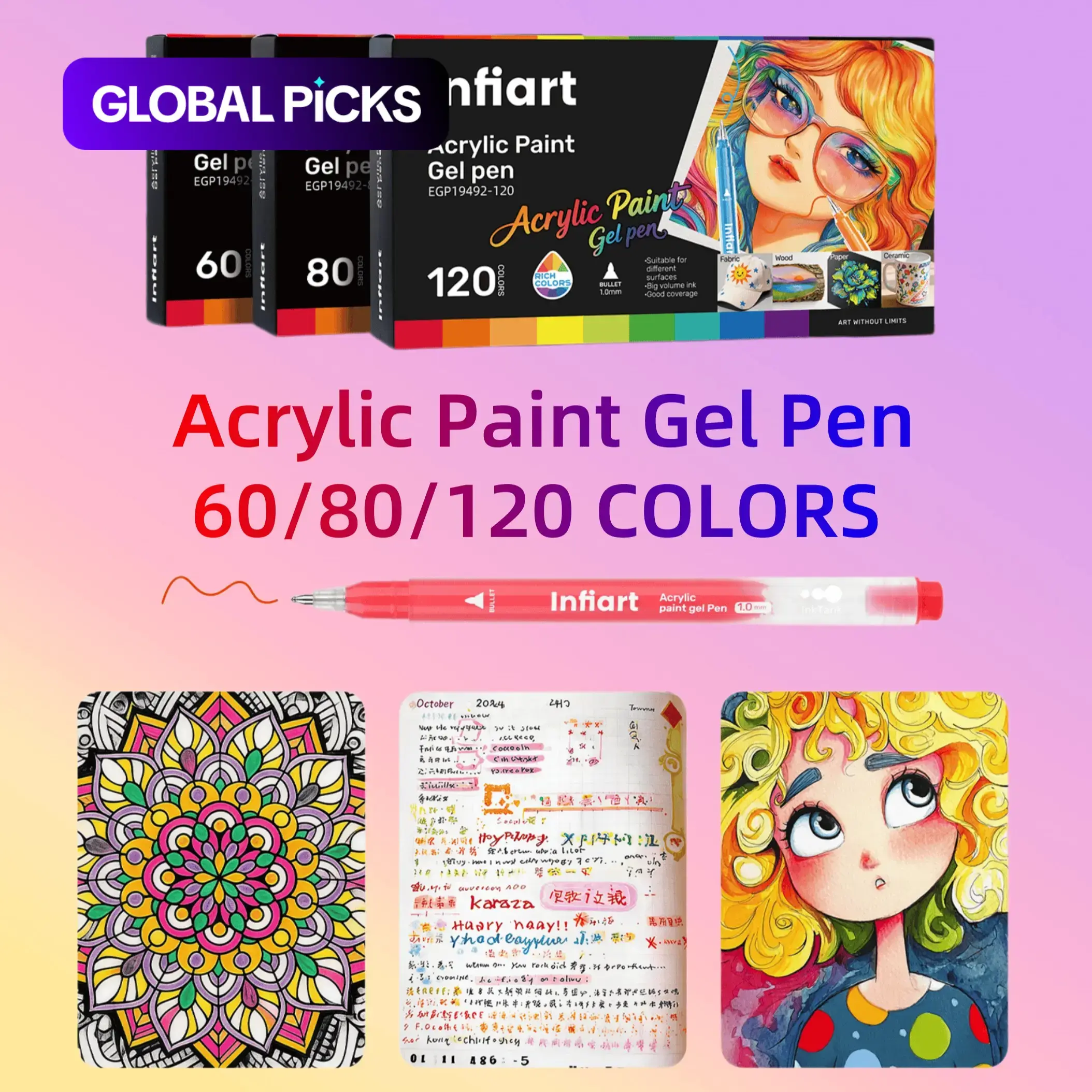 60/80/120 Color Acrylic Painting Pens, 1mm Tip, Large Capacity Ink, Perfect for Journals, Cards & DIY Crafts, Art Craft Supplies #GLOBAL PICKS