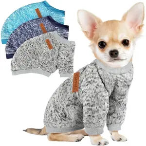 3 Pack Dog Sweaters for Small Dogs Girl Boy Winter Fleece Clothes Warm Soft Dog Sweatshirt Outfit for Dogs Cats Pet Apparel (Navy Blue+Grey+Light Blue, Small) clothes  for  dogs