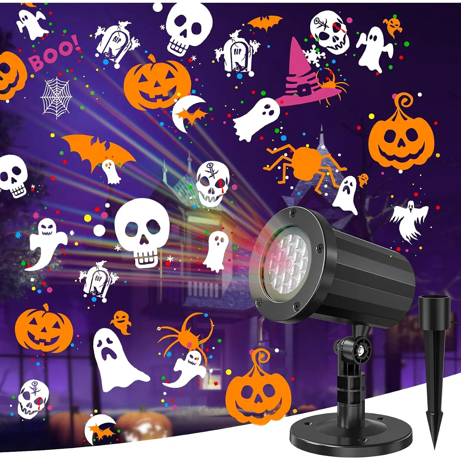 Outdoor Halloween Projector, 18 Patterns Halloween Window Projector Lights