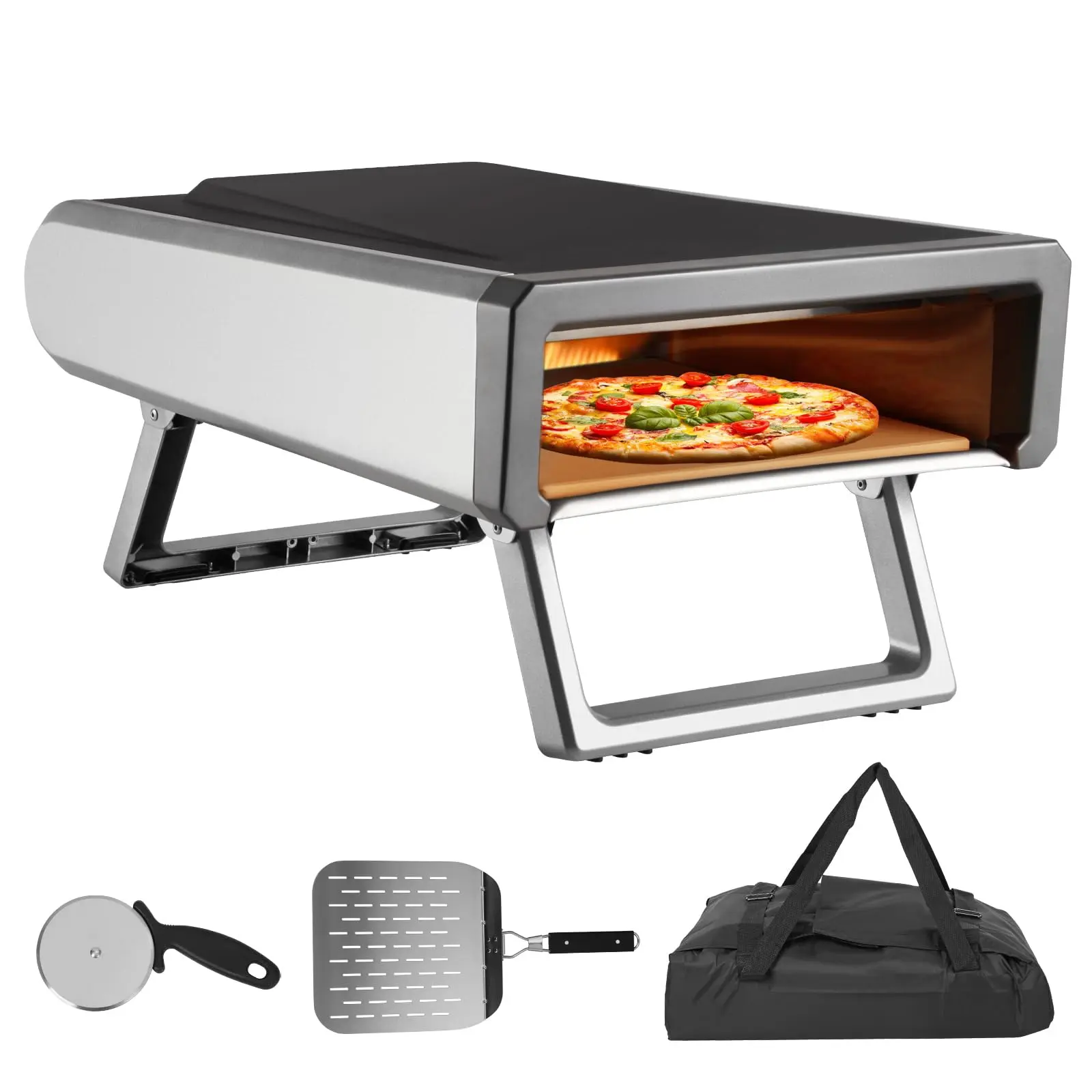 GARVEE 12" Portable Gas Pizza Oven with Accessories Kit, Outdoor Pizza Maker with Fast Heating for Backyard BBQ, Camping, Patio & Outdoor Cooking