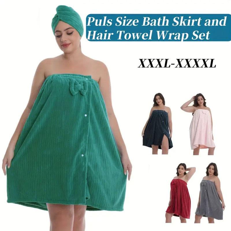 Women's Plus Size Xxl-Xxxxl Bathrobe Set, Lightweight Spa Robe, Adjustable Towel Wrap, Comfortable Body Wrap, Ideal for After Shower
