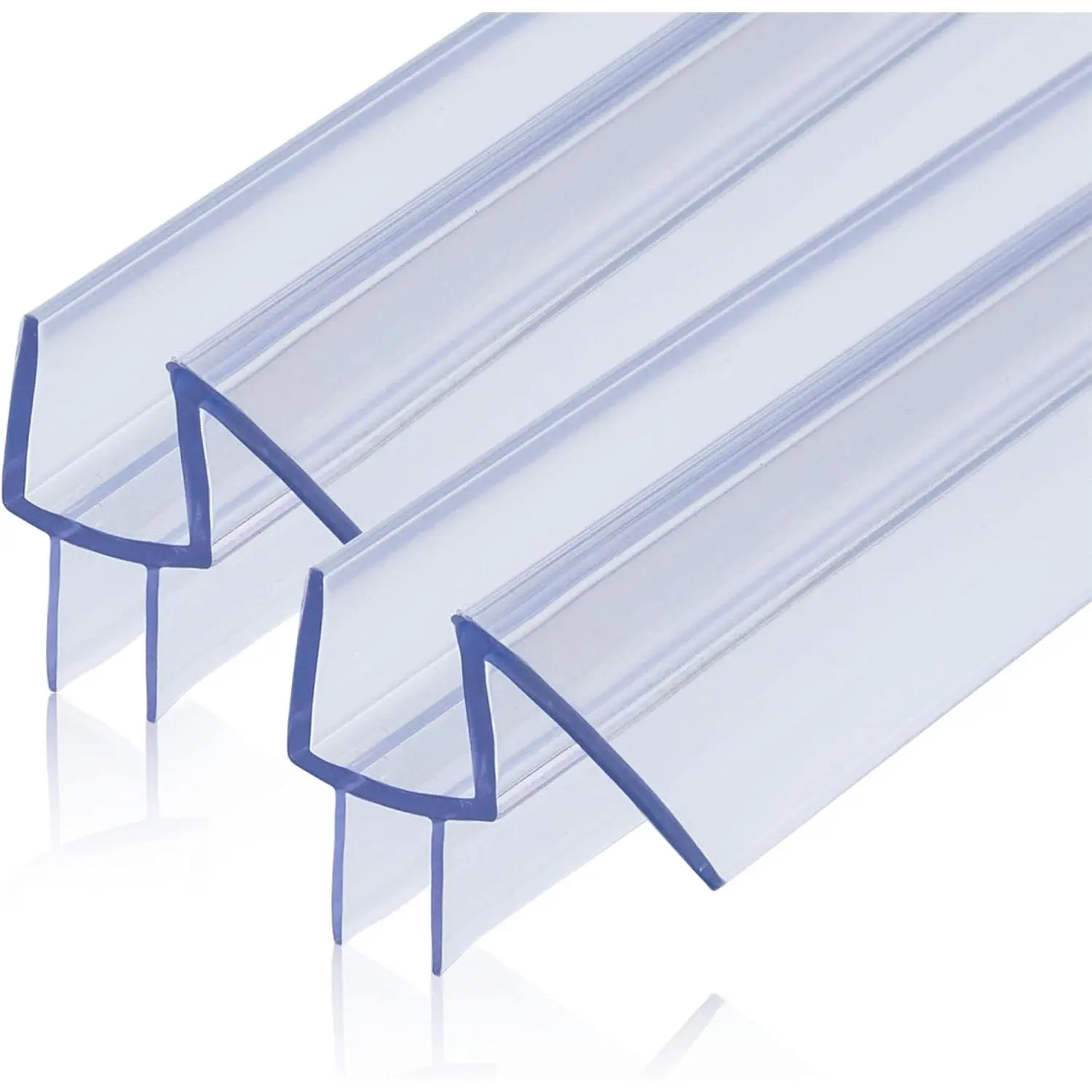 2-Pack 3/8" x 36" Ultra Clear Polycarbonate Frameless Shower Door Bottom Seal Strip, Stop Leaks Water Barrier Replacement for Glass Shower Cubicle Doors