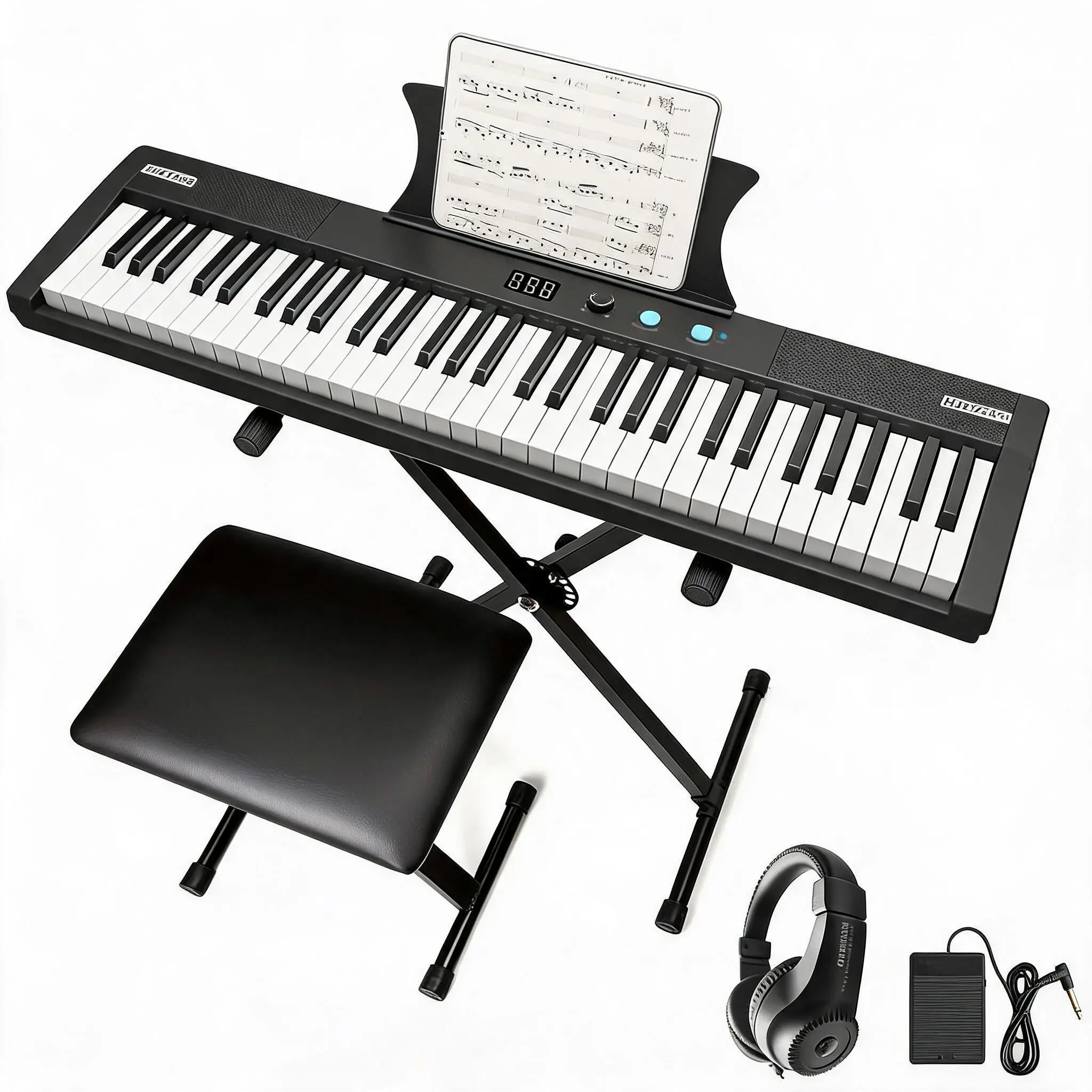 61-Key Electric Keyboard Piano, Semi-Weighted Keys, Stand & Adapter | Musical Instruments for Beginners and Professionals