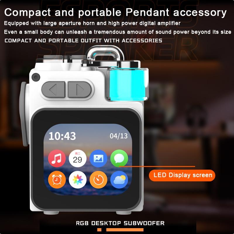 GAMINJA Wireless Speaker, Portable Mini Multi-function Wireless Music Player, Rechargeable Stereo Radio Speaker with Cool Light for Home Office, Multifunctional Desktop Speaker