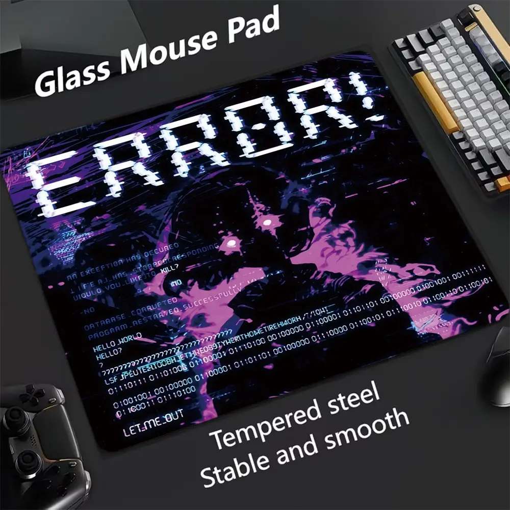 Cyberpunk Design Glass Mouse Pad, Ultra-Smooth Tempered Glass, Large Size Gaming Mouse Pad, Ideal for Esports and Office Use, Tempered Glass Mousepad
