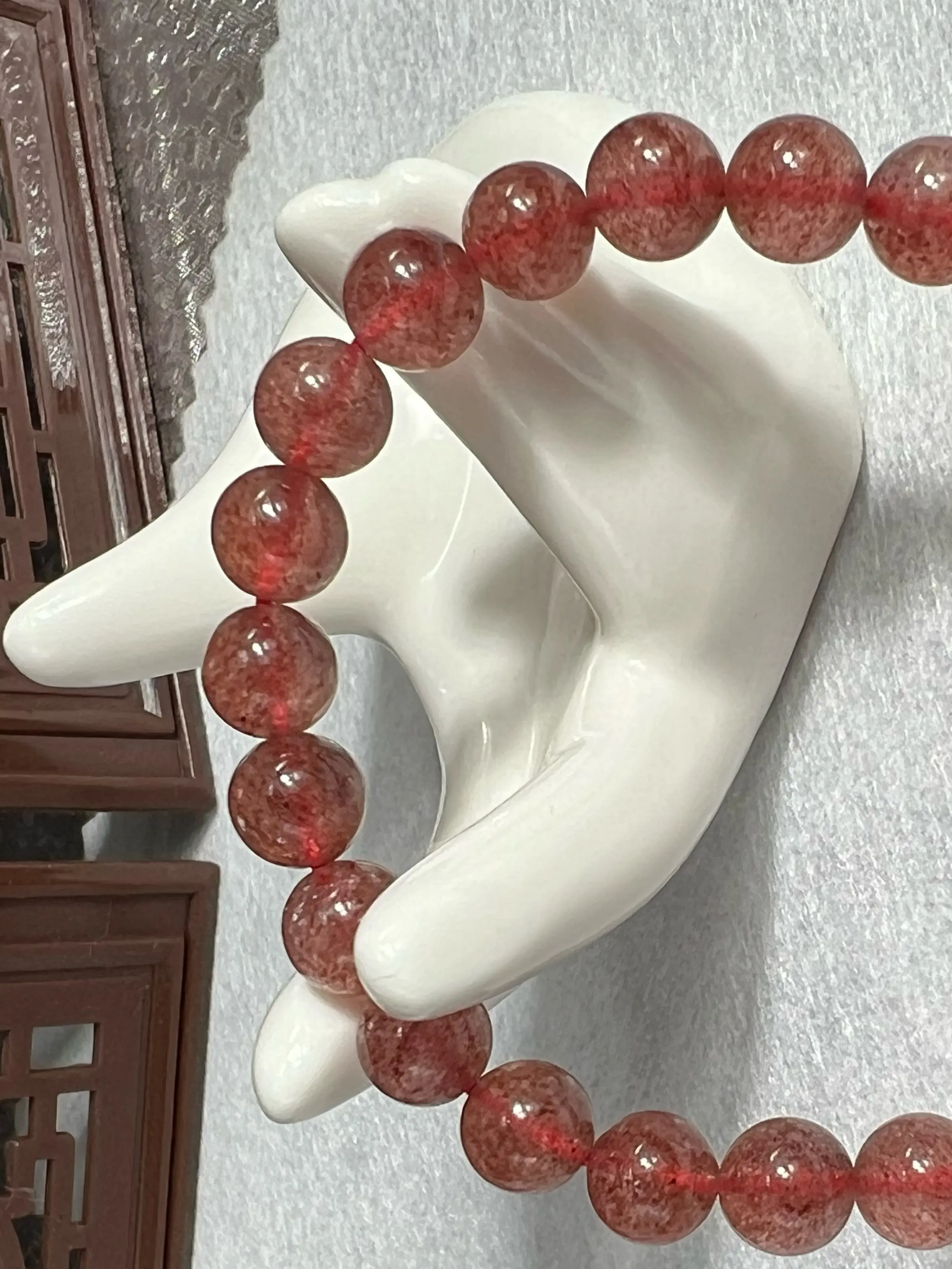 Natural Strawberry quartz  Bracelet, Reddish Transparent Gemstone, Perfect for Personal Wear and Gifting, 6mm Size