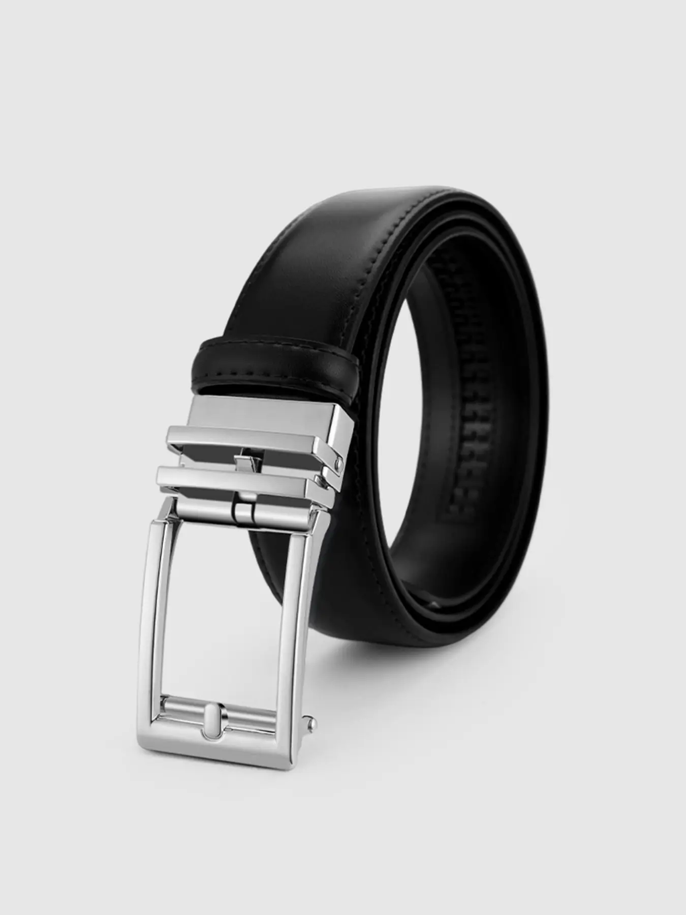 1pcs Men's Leather Automatic Buckle Belt with Quick Release Buckle, Big & Tall Extended Size Dress Belt for Jeans & Business Casual, Adjustable Leather Waist Belt for Men