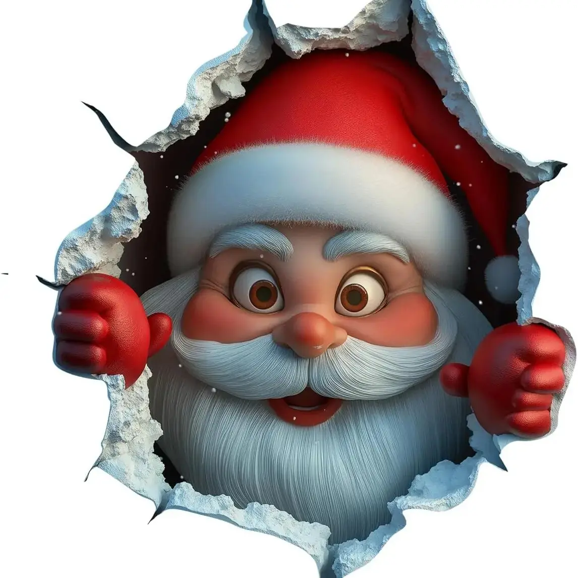 Christmas Santa Face Wall Sticker, Smooth 3D Illusion Shape Peel-Off, Easy Removable, Perfect Festive Holiday Gift, Unique Home Decor
