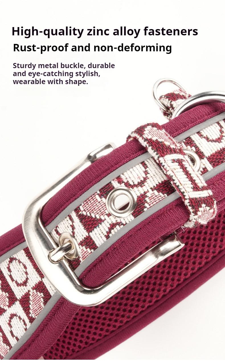 Boho Western Dog Collar, Adjustable Breathable Padded Pet Collar with Reflective Thread for Medium Large Dogs