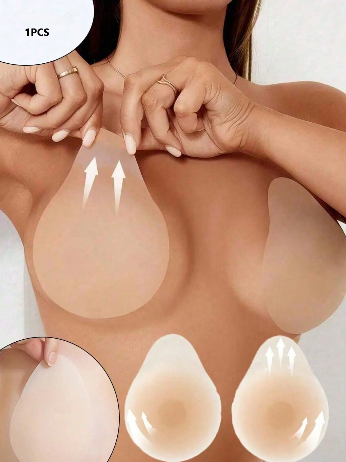 Women's Seamless Invisible Push Up Silicone Sticky Bra Petals, Reusable Self-Adhesive Breast Lift Tape, Ideal for Daily Wear, Weddings, Parties, Dresses