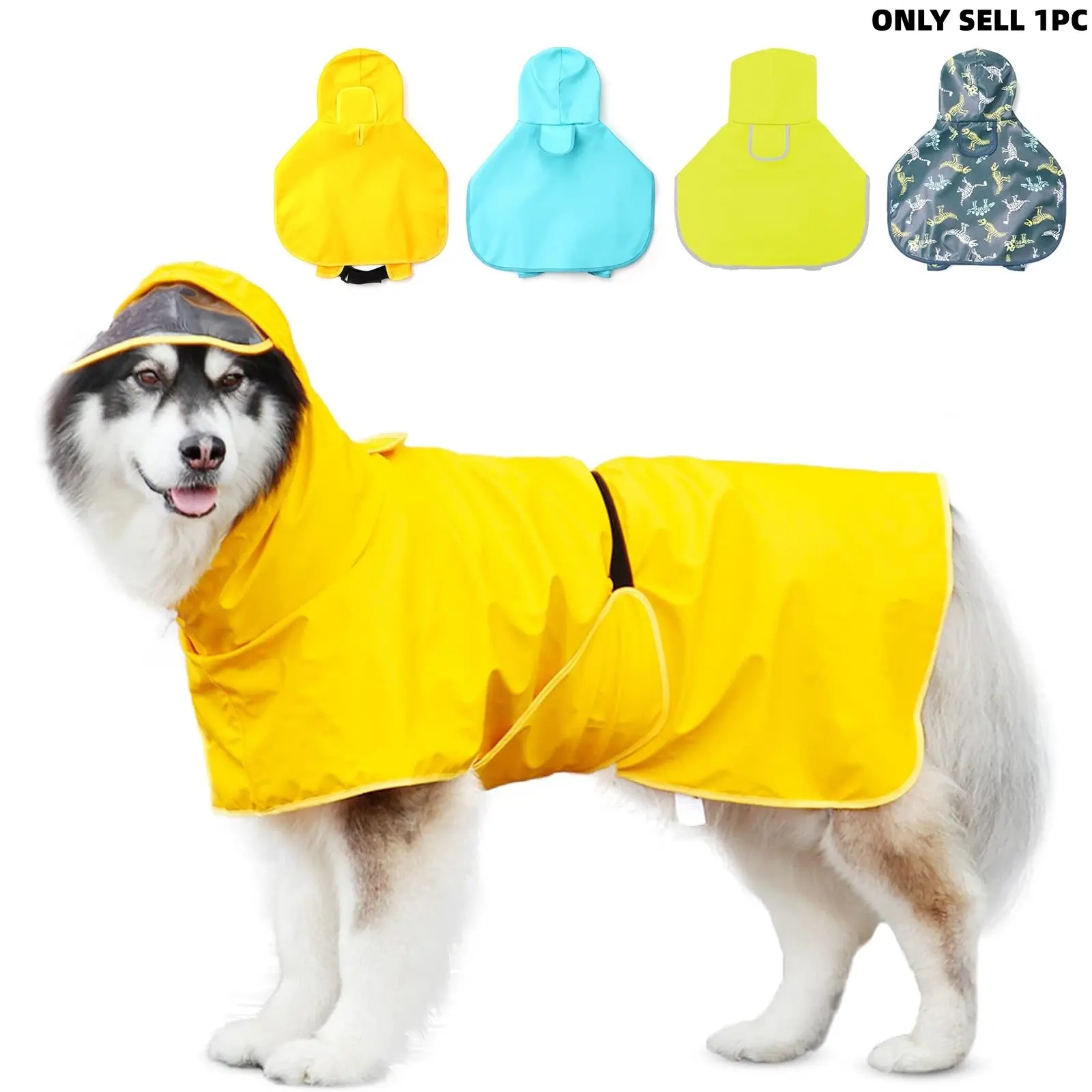 Adjustable Reflective Dog Raincoat, Waterproof Pet Raincoat with Traction Hole, Pet Outdoor Adventure Safety Vest, Lightweight Dog Raincoat for Small Medium Large Dogs, Clothing, Waterproof Puppy Poncho