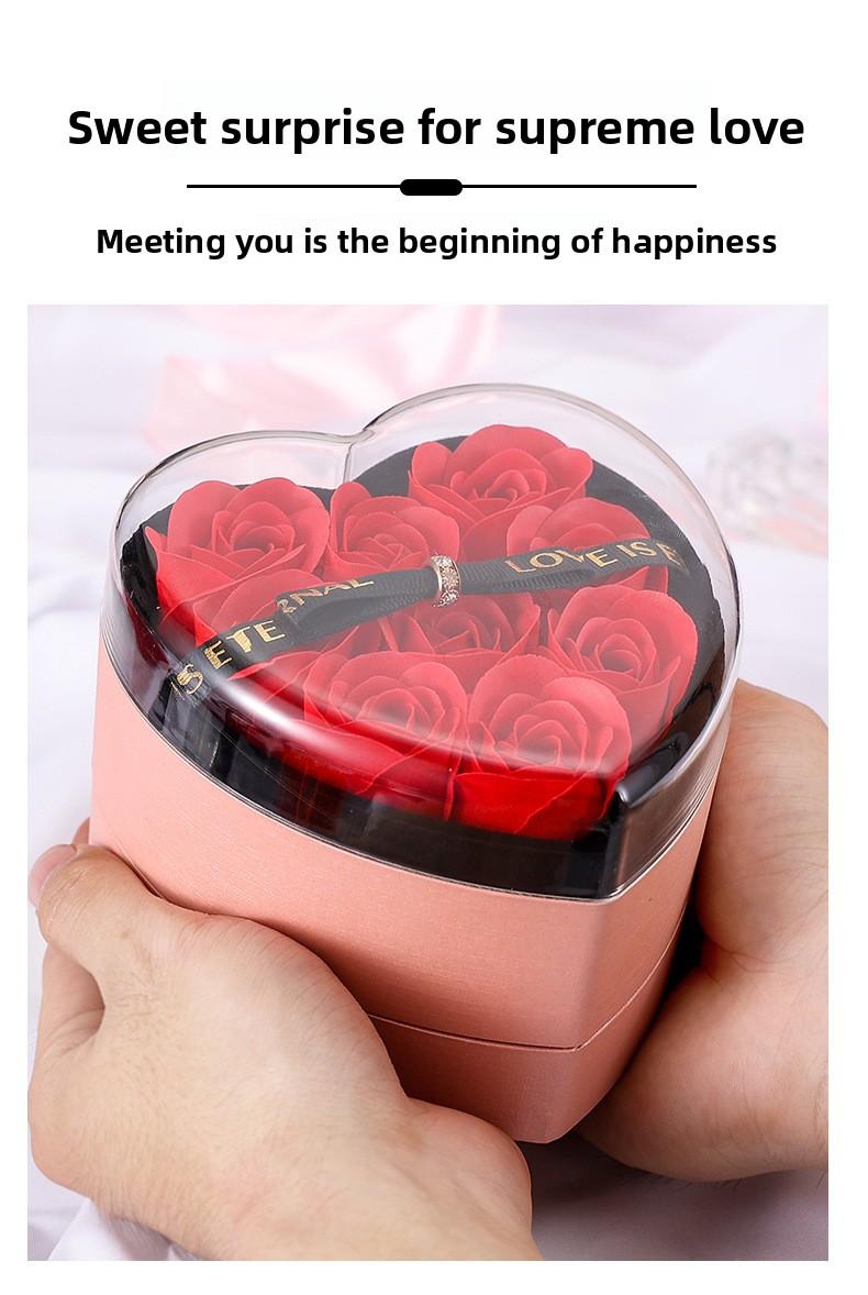 Heart-Shaped Rose Gift Box for Necklace Ring Earrings Jewelry, Preserved Flower Storage Case, Romantic Valentine's Day Gift Box for Girlfriend Birthday Anniversary teen girl  mini gifts Mother's Day love gifts