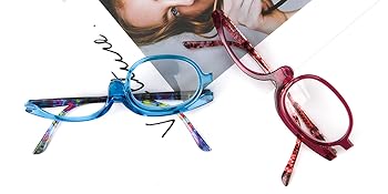 2 Pack Makeup Reading glasses for Women, Makeup Readers for Women with Spring Hinge, One Eye Cosmetic Readers Rotating Lens