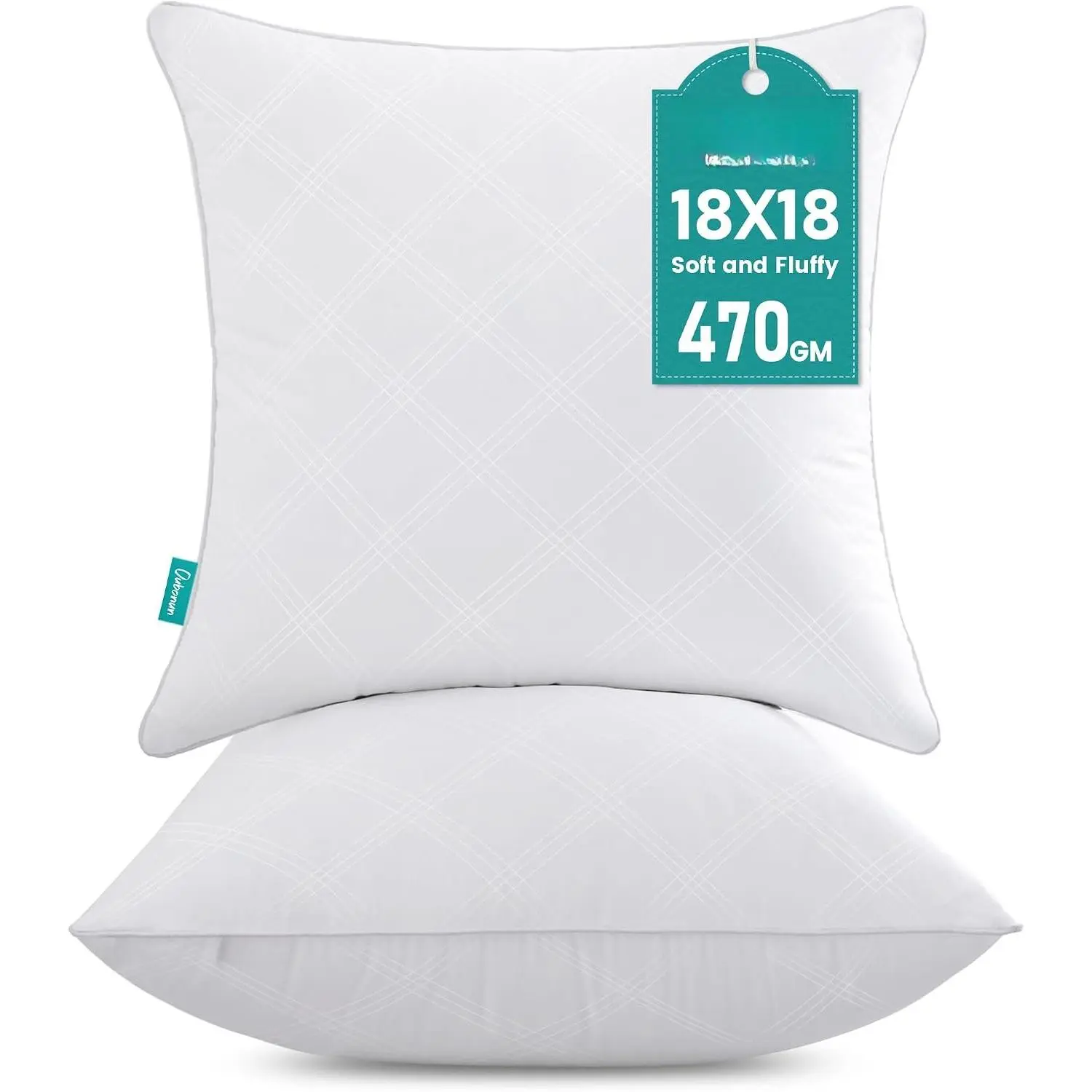 18x18 Inches Pack of 2 Throw Pillows Inserts, White Square Cushion Inner Soft  Plump Stuffer Pillows Inserts for Sofa Bed Couch